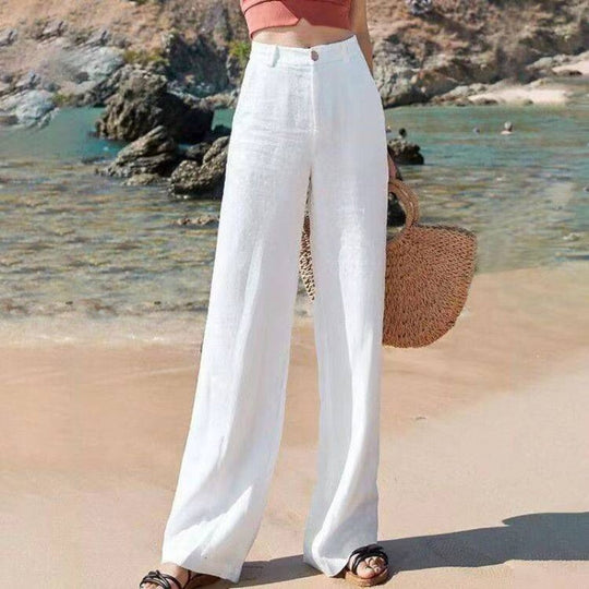 Women’s High-Waisted Wide-Leg Pants – Elegant Full-Length Trousers