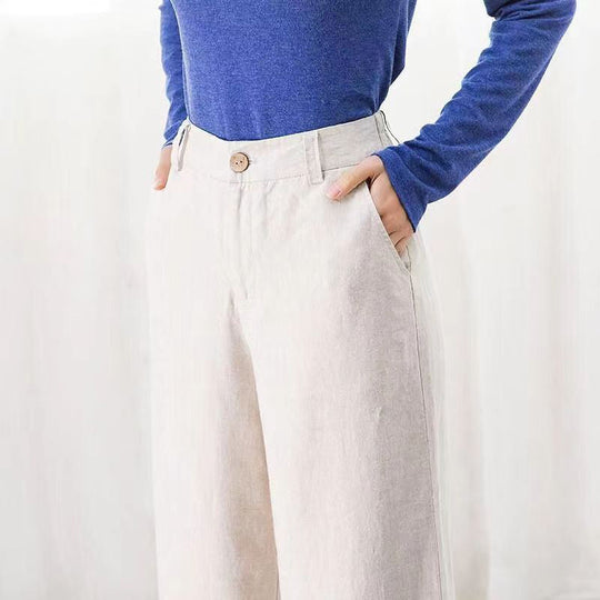 Women’s High-Waisted Wide-Leg Pants – Elegant Full-Length Trousers