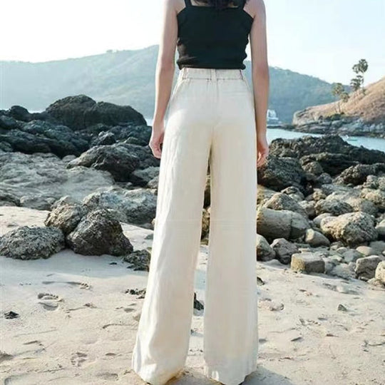 Women’s High-Waisted Wide-Leg Pants – Elegant Full-Length Trousers