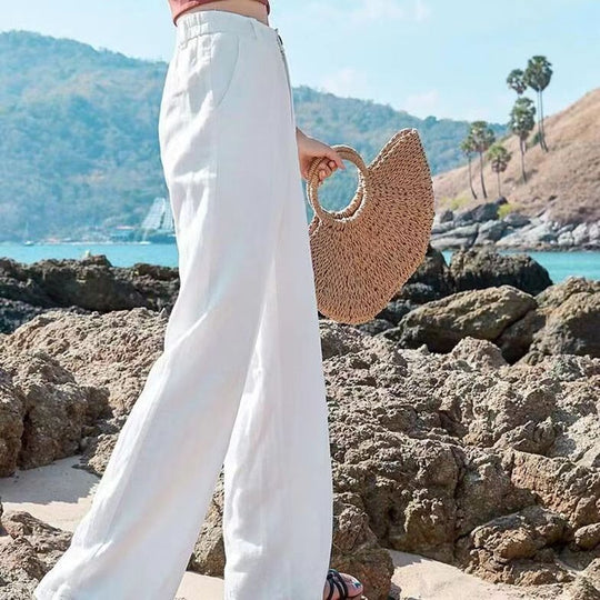 Women’s High-Waisted Wide-Leg Pants – Elegant Full-Length Trousers
