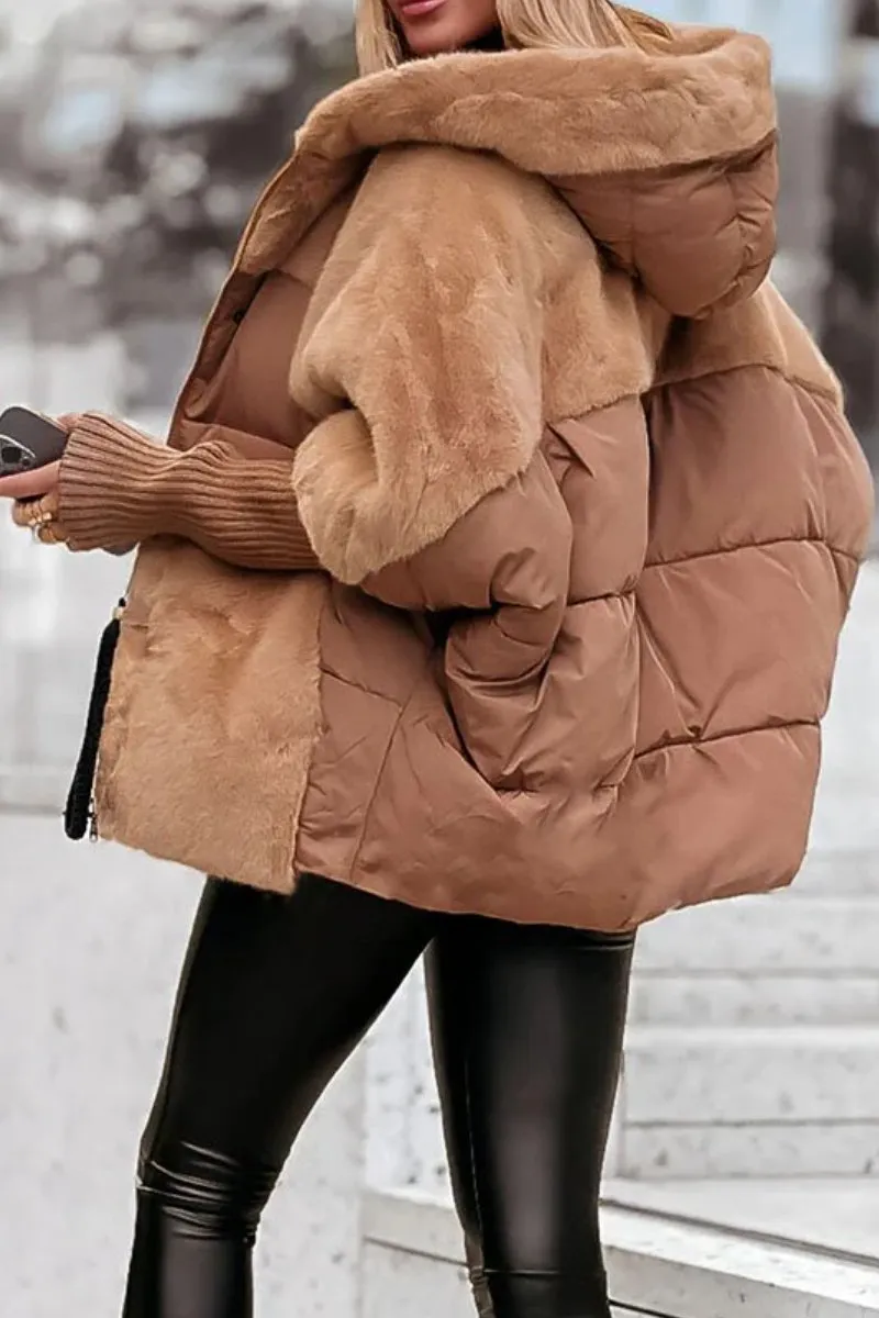 Women's Hooded Quilted Winter Coat with Water-Repellent Finish