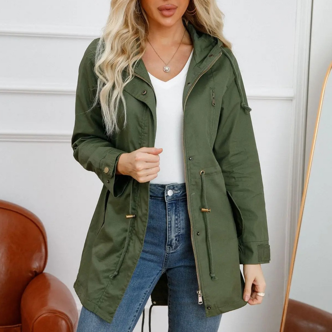Women’s Lightweight Hooded Windbreaker – Casual Zip Jacket with Pockets