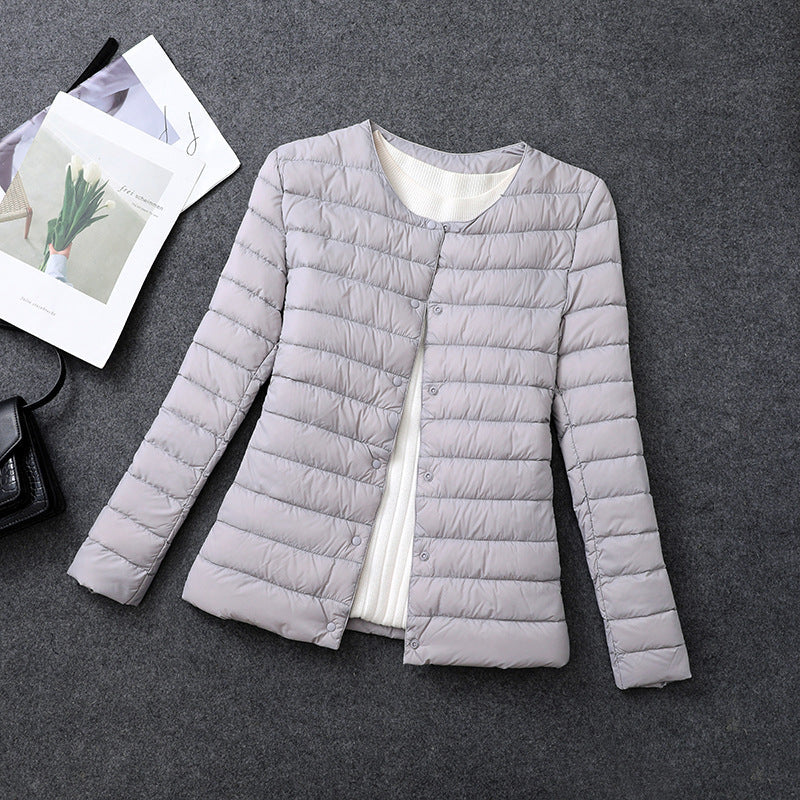 Women's Lightweight Insulated Jacket – Round Neck and Slim Zip Fit