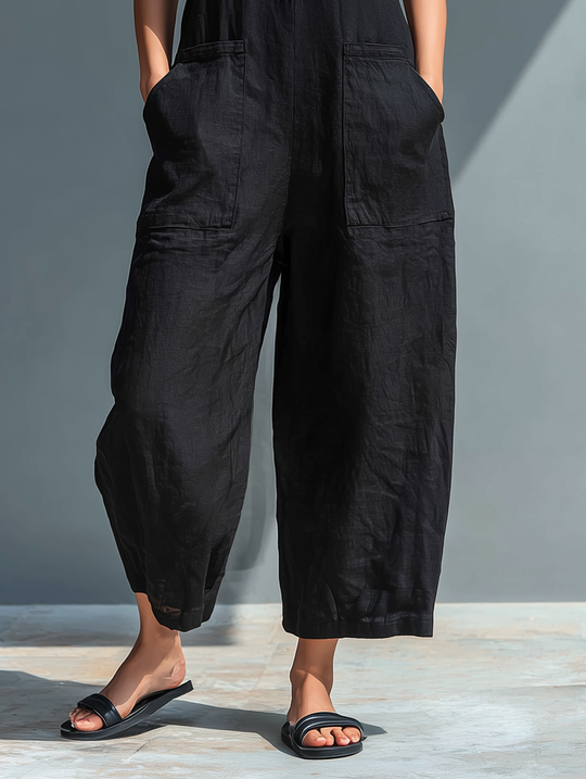 Women’s Linen-Blend Sleeveless Jumpsuit – Minimalist Summer Outfit