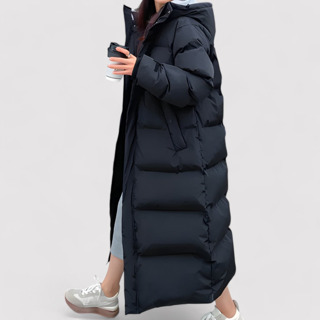 Women’s Long Black Waterproof Parka – Hooded Insulated Winter Coat