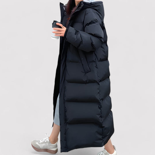 Women’s Long Black Waterproof Parka – Hooded Insulated Winter Coat
