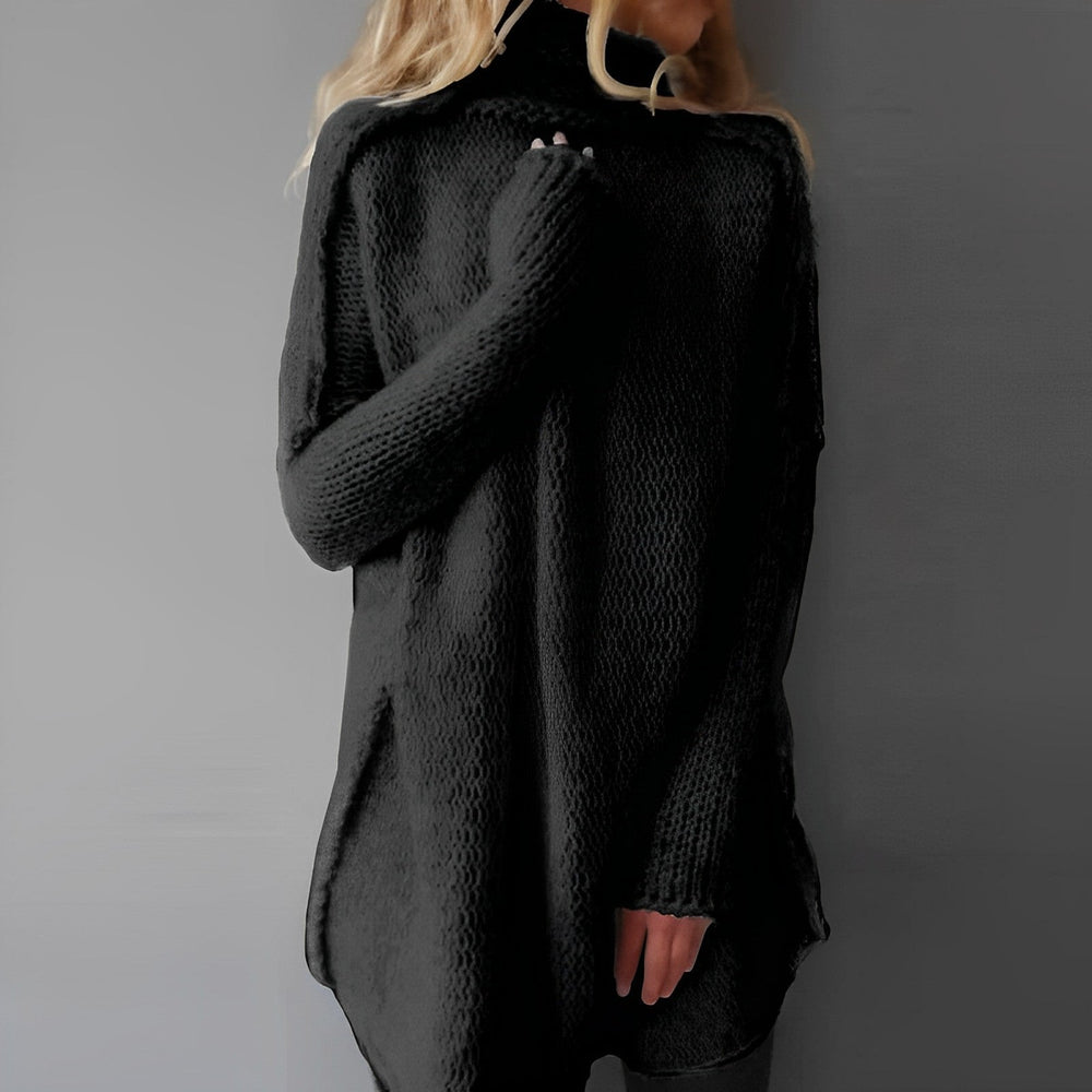 Women's Long Crew-Neck Knit Sweater – Relaxed Fit, S–3XL