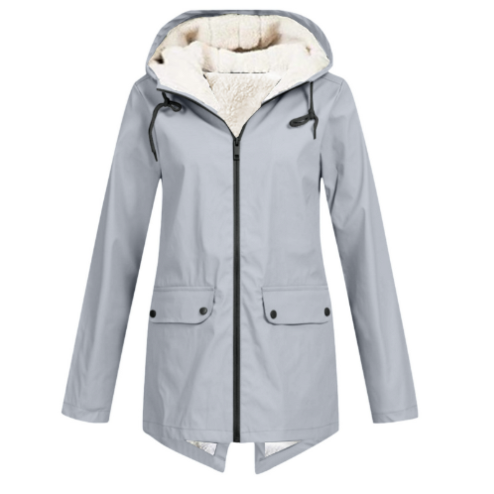 Women's Long Fleece-Lined Parka – Hooded Winter Coat with Multiple Pockets
