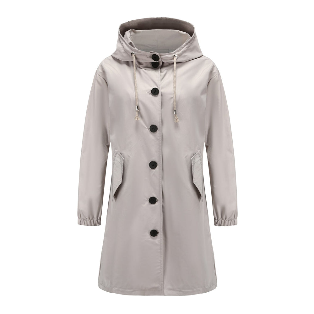 Women's Long Hooded Coat – Button-Front Winter Layer