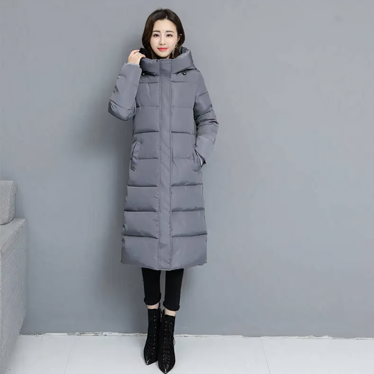 Women’s Long Hooded Puffer Coat – Quilted Insulated Winter Jacket