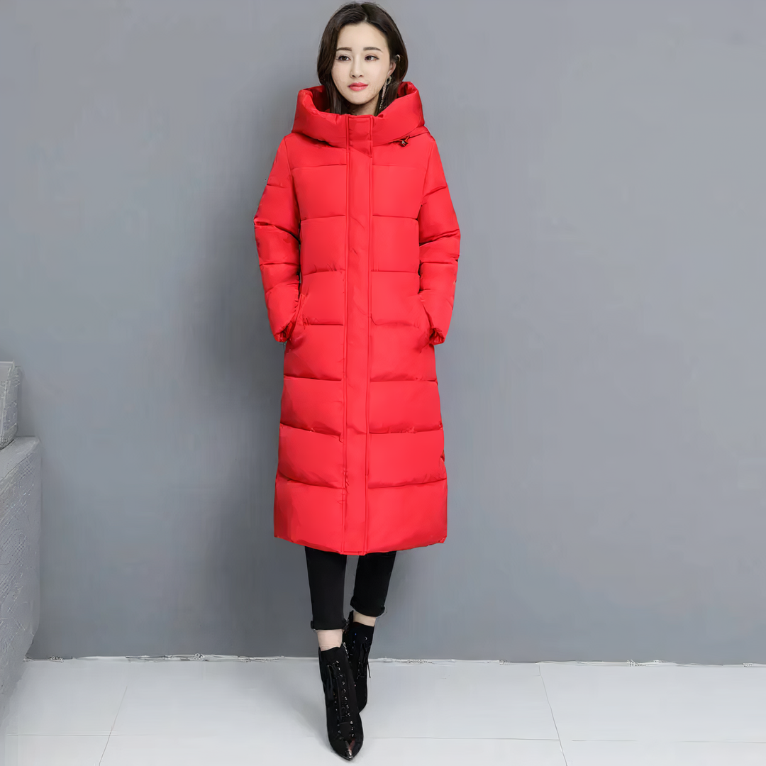 Women’s Long Hooded Puffer Coat – Quilted Insulated Winter Jacket