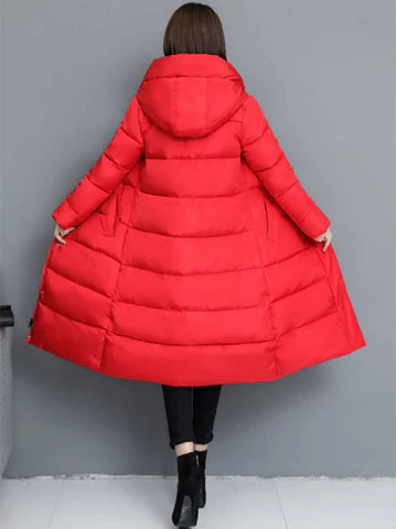 Women’s Long Hooded Puffer Coat – Quilted Insulated Winter Jacket