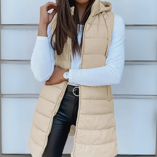 Women’s Long Hooded Puffer Vest – Lightweight Sleeveless Layer, S–5XL