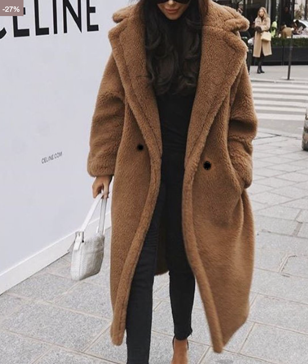 Women's Long Oversized Padded Winter Coat – Hooded Wind-Resistant Design