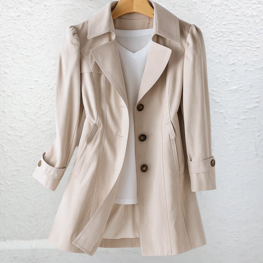 Women's Long Vintage-Inspired Button Coat for Work and City Wear