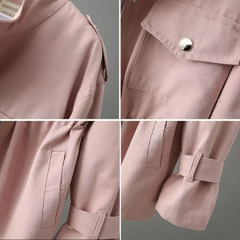 Women's Long Water-Resistant Button Coat with Large Pockets