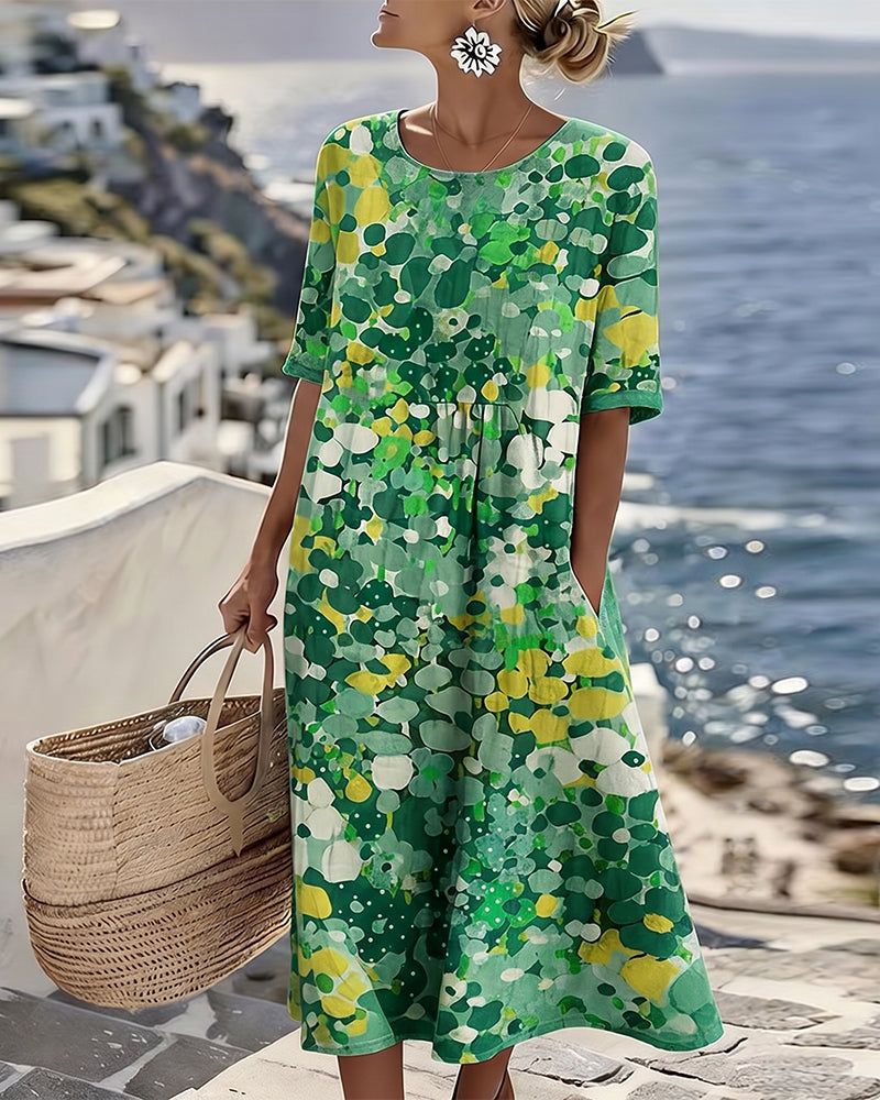 Women's Loose Printed Dress – Relaxed Holiday Style