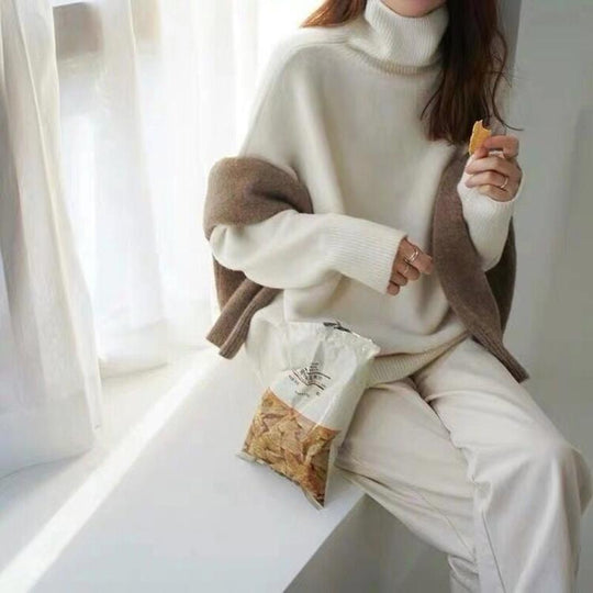 Women’s Loose Turtleneck Sweater – Soft Breathable Everyday Knit