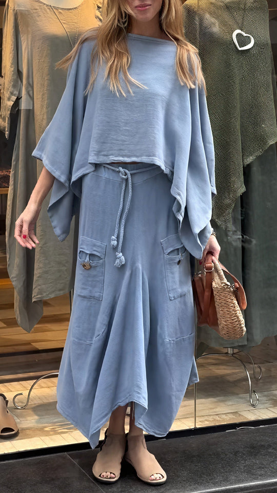 Women’s Loose Two-Piece Set – Drawstring Wide Trousers with Pockets