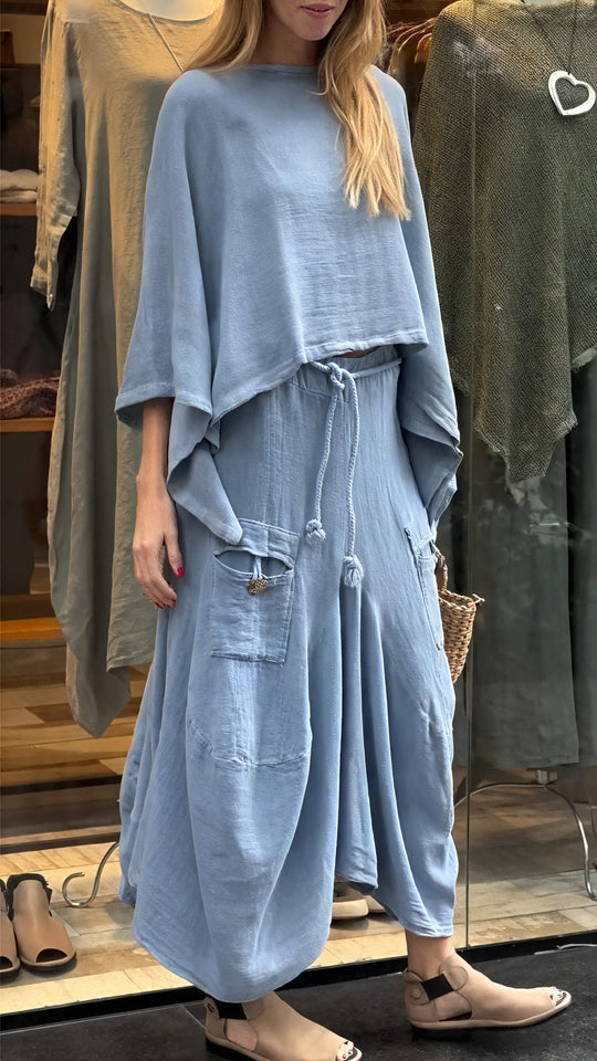 Women’s Loose Two-Piece Set – Drawstring Wide Trousers with Pockets