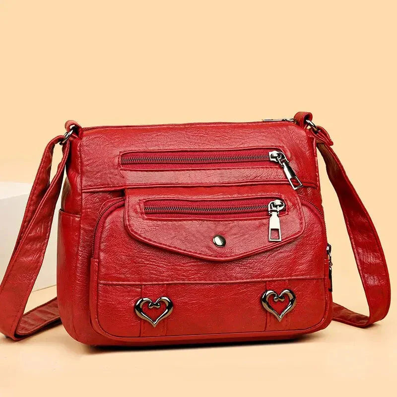 Women's 'Love' Vintage Crossbody Bag – Adjustable Strap, 23 cm