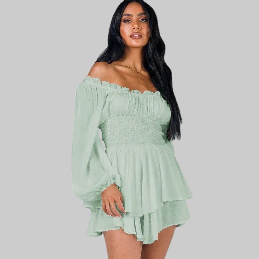 Women’s Off-Shoulder Puff-Sleeve Romper – Chic Summer Playsuit