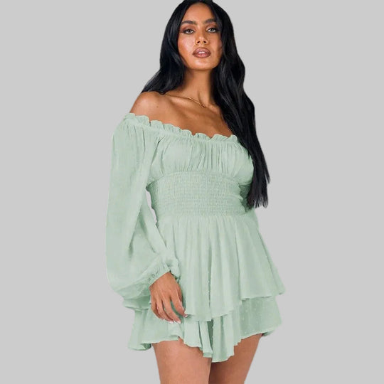 Women’s Off-Shoulder Puff-Sleeve Romper – Chic Summer Playsuit