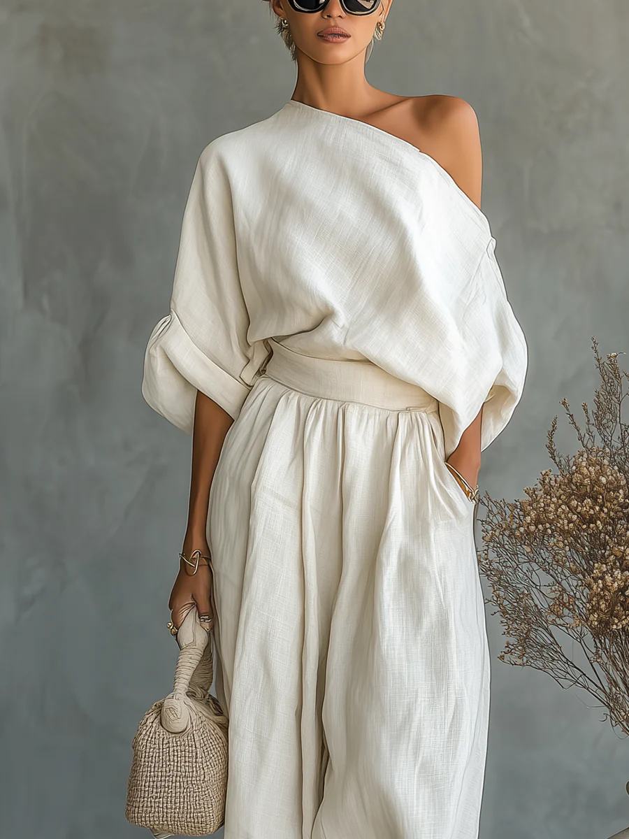 Women's Off-Shoulder Set – Chic Two-Piece Summer Outfit