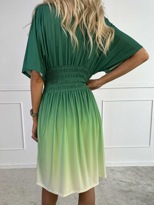Women’s Ombre V-Neck Midi Dress – Flowing Summer Style