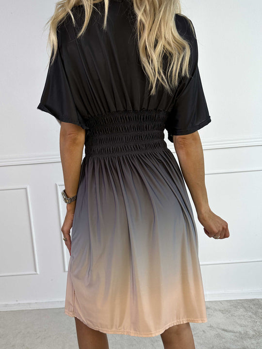 Women’s Ombre V-Neck Midi Dress – Flowing Summer Style