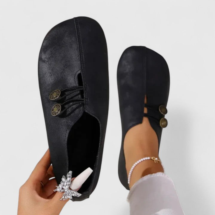 Women's Open-Side Slip-On Loafers with Decorative Laces