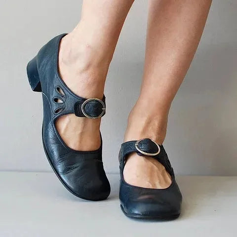 Women’s Open-Toe Heeled Sandals with Buckle Strap