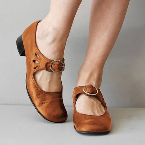 Women’s Open-Toe Heeled Sandals with Buckle Strap
