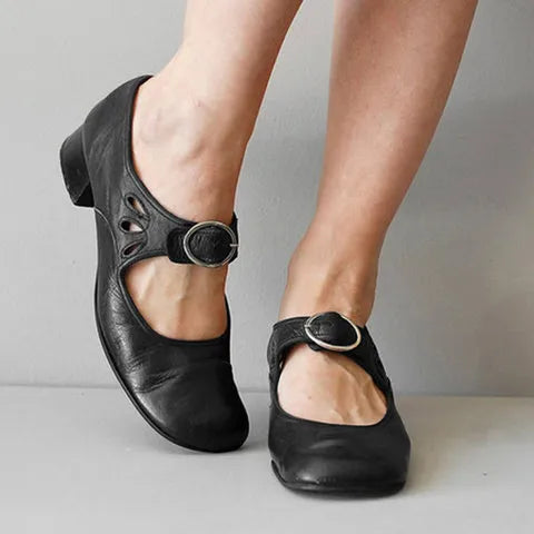 Women’s Open-Toe Heeled Sandals with Buckle Strap