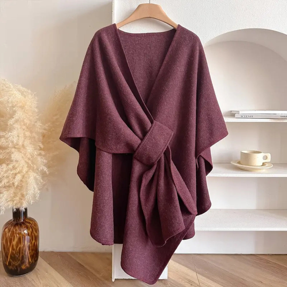 Women's Oversized Cape Poncho Coat – Wind-Resistant Winter Shawl Jacket