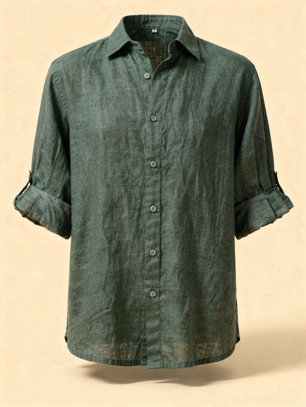 Women's Oversized Cotton-Linen Button Blouse with Roll-Tab Sleeves, S–3XL