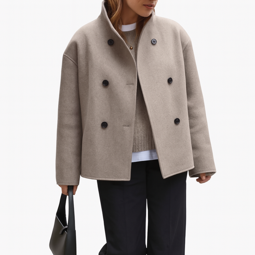 Women's Oversized Cropped Double-Breasted Jacket