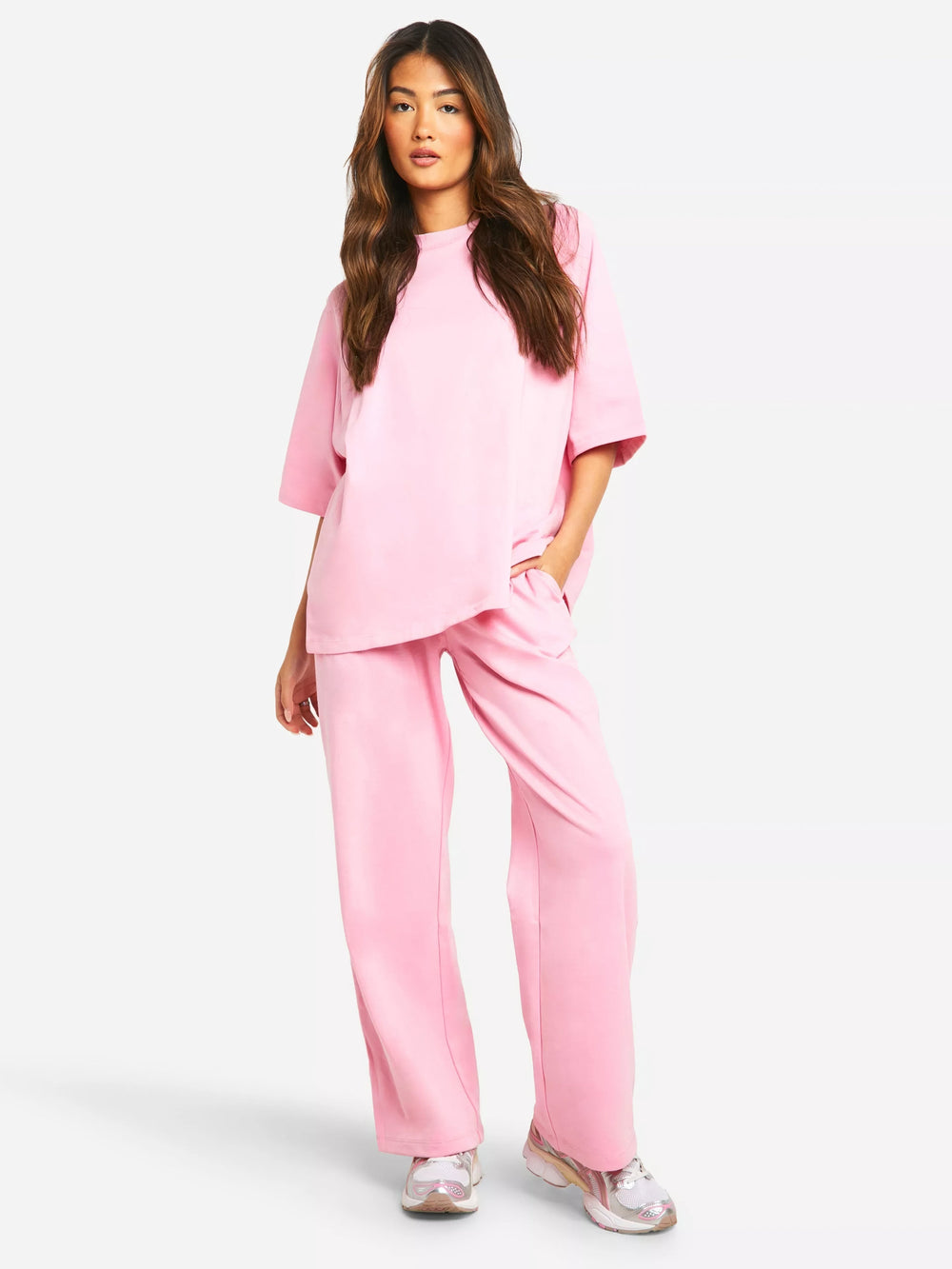 Women's Oversized High-Neck T-Shirt and Straight-Leg Trouser Set