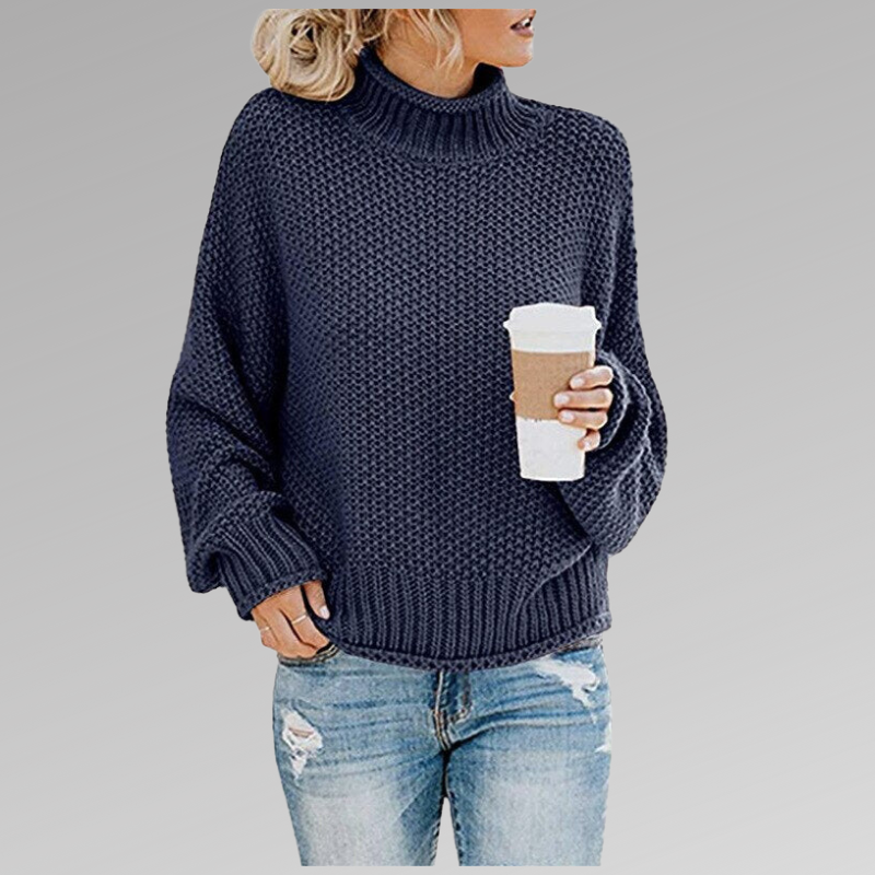 Women’s Oversized Knit Turtleneck – Soft Loose Everyday Sweater
