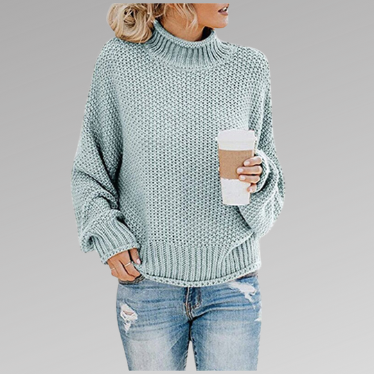 Women’s Oversized Knit Turtleneck – Soft Loose Everyday Sweater