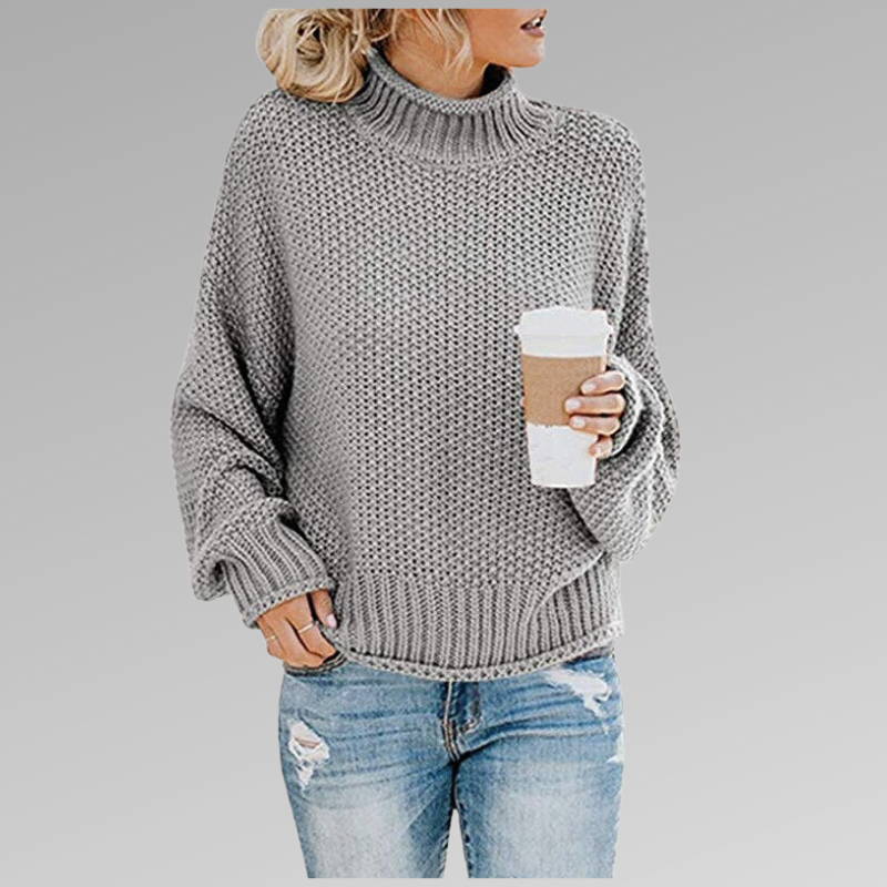 Women’s Oversized Knit Turtleneck – Soft Loose Everyday Sweater