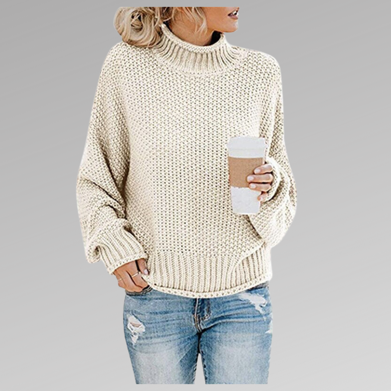 Women’s Oversized Knit Turtleneck – Soft Loose Everyday Sweater