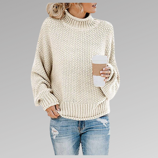 Women’s Oversized Knit Turtleneck – Soft Loose Everyday Sweater