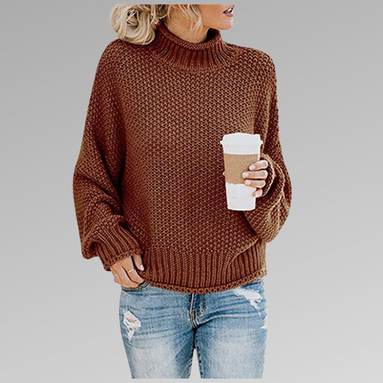 Women’s Oversized Knit Turtleneck – Soft Loose Everyday Sweater