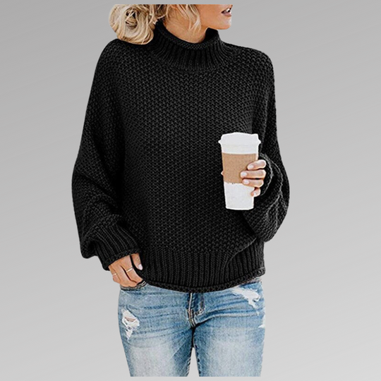 Women’s Oversized Knit Turtleneck – Soft Loose Everyday Sweater