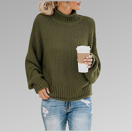 Women’s Oversized Knit Turtleneck – Soft Loose Everyday Sweater