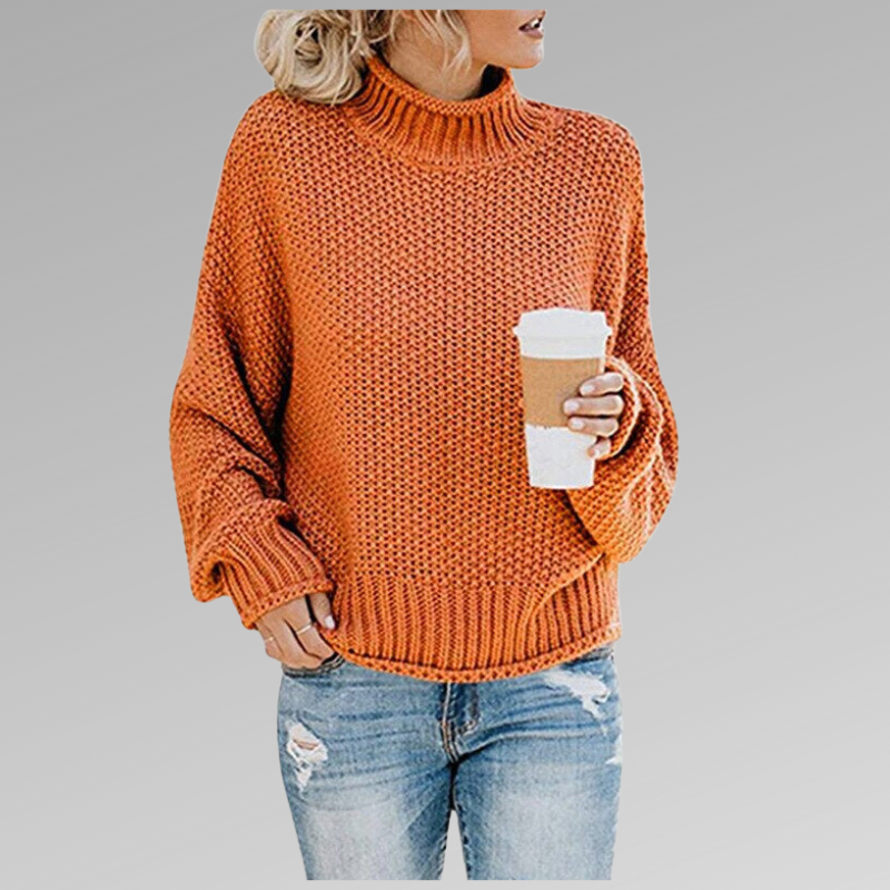 Women’s Oversized Knit Turtleneck – Soft Loose Everyday Sweater