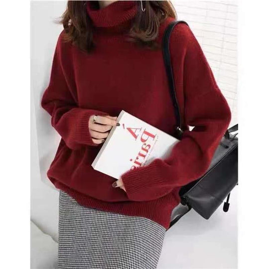 Women’s Oversized Turtleneck Sweater – Soft Acrylic Autumn Winter Knit
