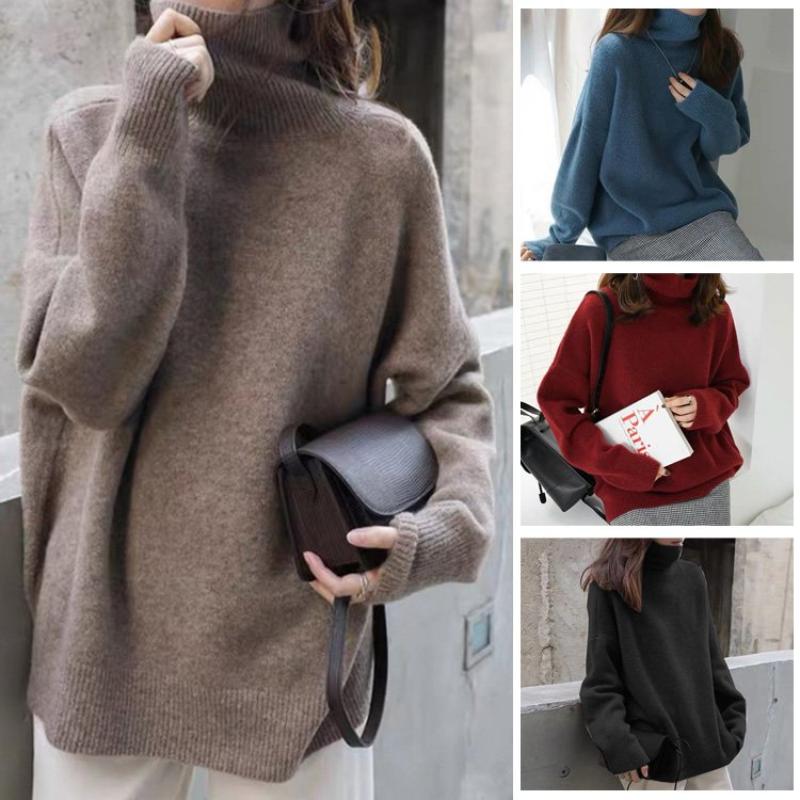 Women’s Oversized Turtleneck Sweater – Soft Acrylic Autumn Winter Knit