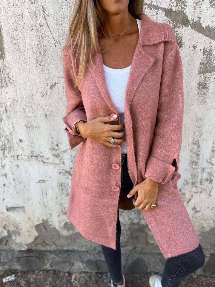 Women's Oversized Tweed Blazer – Notched Lapel and Deep Pockets